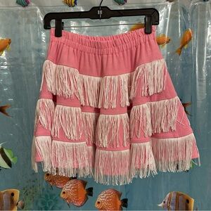 Fashion Brand Company Pink and White Fringe Circle Skirt